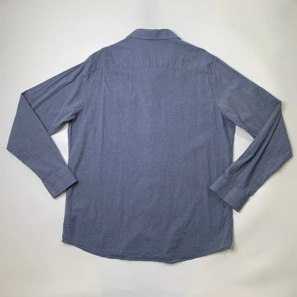 Travis Mathew Shirt Mens 2XL Blue Gray Cloud Flannel Button Up Lighweight Pocket